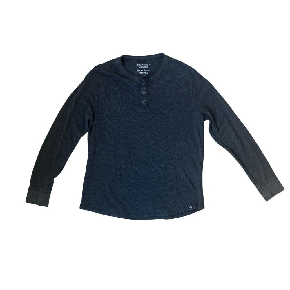 Lucky Brand Long Sleeve Button Shirt Venice Burnout Dark Navy Blue
